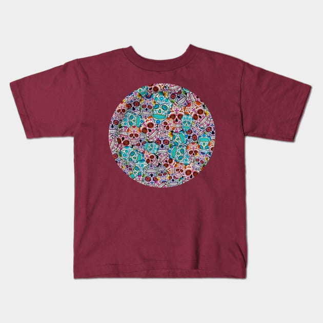 Sugar Skull Full Moon Kids T-Shirt by dcohea